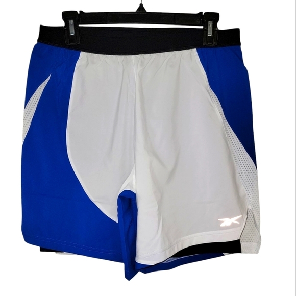 Reebok Men's Blue and White Athletic Shorts size medium NWT Running Shorts - Picture 1 of 7